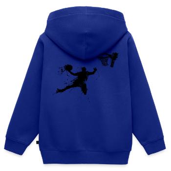 baketballer dunking II - Kids Premium Organic Zip-up Hoodie - royal blue - Back - AI Model Kid Male (0cm)