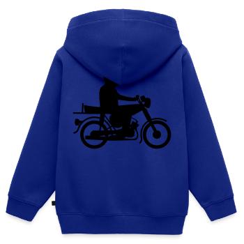 Simson mit Fahrer - Kinder Premium Organic Zip Hoodie - Royalblau - Hinten - AI Model Kid Male (0cm)