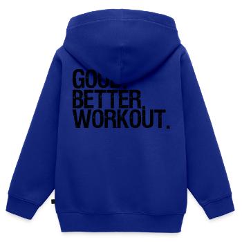Workout - Kinder Premium Organic Zip Hoodie - Royalblau - Hinten - AI Model Kid Male (0cm)