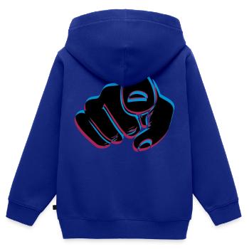 Main effet 3D - Sweat Premium à capuche zippé enfant bio - bleu roi - Dos - AI Model Kid Male (0cm)