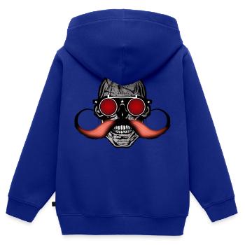 Todeskopf Hipster Schädel Schnurrbart Schnurrbart - Kinder Premium Organic Zip Hoodie - Royalblau - Hinten - AI Model Kid Male (0cm)