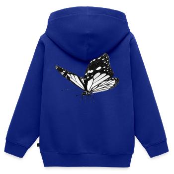 Papillon, Papillon - Sweat Premium à capuche zippé enfant bio - bleu roi - Dos - AI Model Kid Male (0cm)