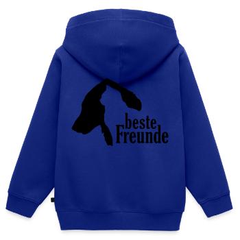 Chien Chat Meilleurs Amis Fidèle Compagnon Compagnon - Sweat Premium à capuche zippé enfant bio - bleu roi - Dos - AI Model Kid Male (0cm)
