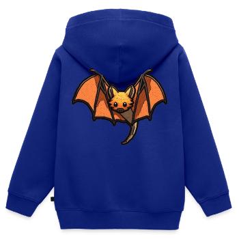Flughund oder Fledermaus in schöner retro Grafik - Kinder Premium Organic Zip Hoodie - Royalblau - Hinten - AI Model Kid Male (0cm)