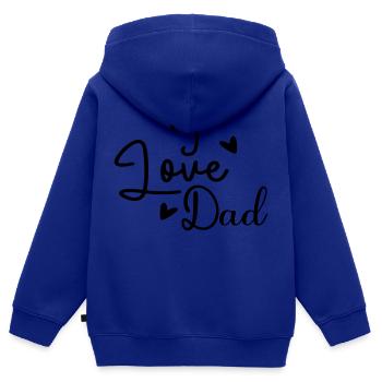 J’aime papa - Sweat Premium à capuche zippé enfant bio - bleu roi - Dos - AI Model Kid Male (0cm)