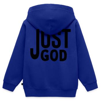 Just God - Kinder Premium Organic Zip Hoodie - Royalblau - Hinten - AI Model Kid Male (0cm)