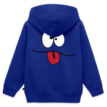 Tête de fou - Sweat Premium à capuche zippé enfant bio - bleu roi - Dos - AI Model Kid Male (0cm)
