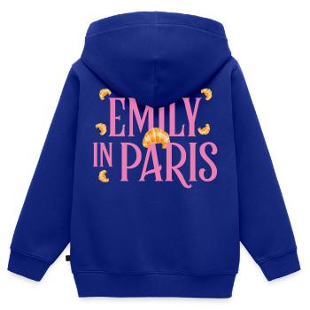Emily In Paris Logo Mit Vielen Croissants - Kinder Premium Organic Zip Hoodie - Royalblau - Hinten - AI Model Kid Male (0cm)