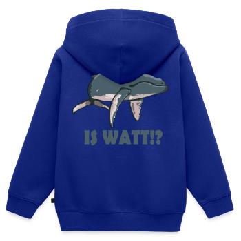 Is Watt!? - Kinder Premium Organic Zip Hoodie - Royalblau - Hinten - AI Model Kid Male (0cm)