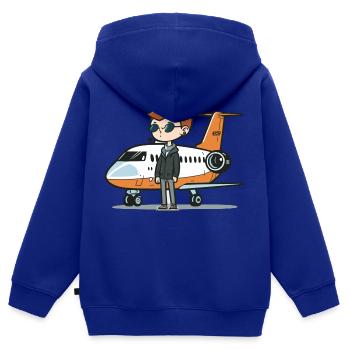 Der Jet-Setter - Kinder Premium Organic Zip Hoodie - Royalblau - Hinten - AI Model Kid Male (0cm)