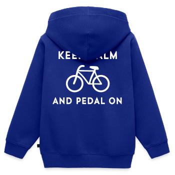 KEEP CALM AND PEDAL ON - Bicycle - Fahrrad - - Kinder Premium Organic Zip Hoodie - Royalblau - Hinten - AI Model Kid Male (0cm)
