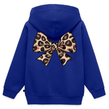 GROSSE SCHLEIFE MIT LEOPARDEN-TREND - Kinder Premium Organic Zip Hoodie - Royalblau - Hinten - AI Model Kid Male (0cm)