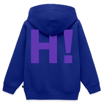 H point d'exclamation - Sweat Premium à capuche zippé enfant bio - bleu roi - Dos - AI Model Kid Male (0cm)