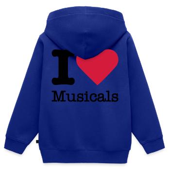 I Love Musicals - Kinder Premium Organic Zip Hoodie - Royalblau - Hinten - AI Model Kid Male (0cm)