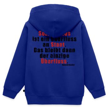 Überfluss an Staat Baader - Kinder Premium Organic Zip Hoodie - Royalblau - Hinten - AI Model Kid Male (0cm)