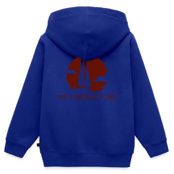 Voile - Sweat Premium à capuche zippé enfant bio - bleu roi - Dos - AI Model Kid Male (0cm)