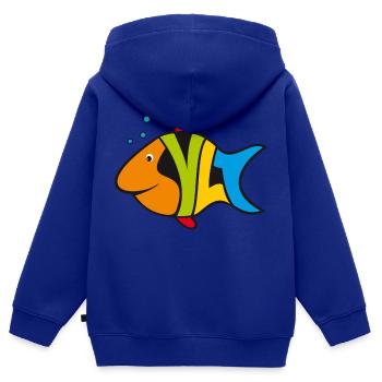 Sylt 3 - Sweat Premium à capuche zippé enfant bio - bleu roi - Dos - AI Model Kid Male (0cm)