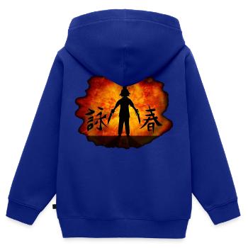 explosion - Kinder Premium Organic Zip Hoodie - Royalblau - Hinten - AI Model Kid Male (0cm)