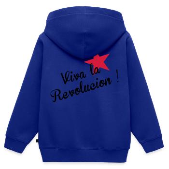 Viva la Revolucion ! - Sweat Premium à capuche zippé enfant bio - bleu roi - Dos - AI Model Kid Male (0cm)