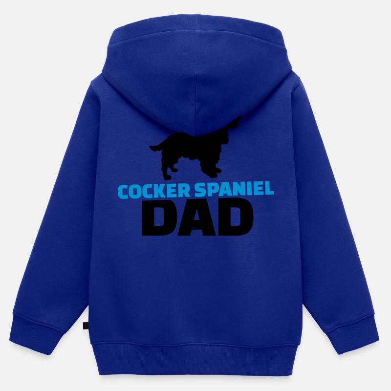 Cocker Spaniel Dad - Sweat Premium à capuche zippé enfant bio - bleu roi