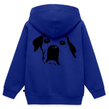 tete chien - Sweat Premium à capuche zippé enfant bio - bleu roi - Dos - AI Model Kid Male (0cm)