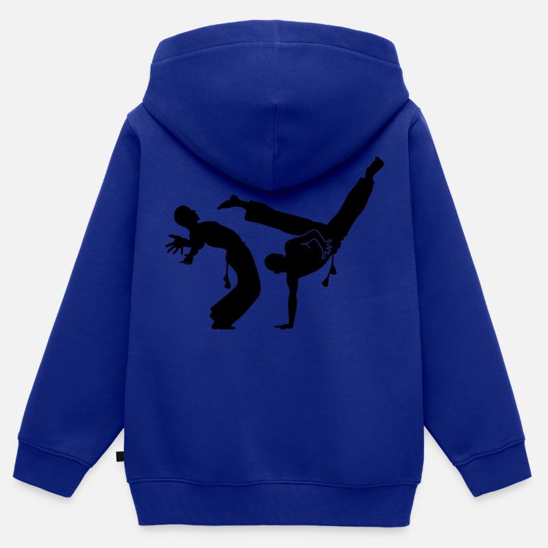 capoeira - Sweat Premium à capuche zippé enfant bio - bleu roi