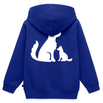 Chien chien - Sweat Premium à capuche zippé enfant bio - bleu roi - Dos - AI Model Kid Male (0cm)