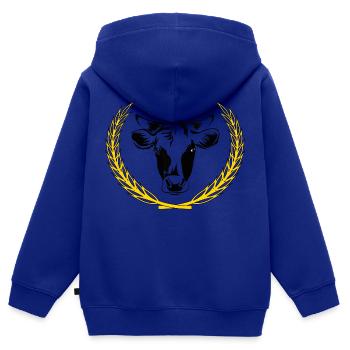 Vache avec épi de blé - Sweat Premium à capuche zippé enfant bio - bleu roi - Dos - AI Model Kid Male (0cm)