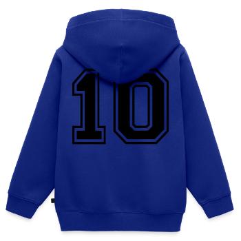 Numero 10 Équipe Foot baseball basket université - Sweat Premium à capuche zippé enfant bio - bleu roi - Dos - AI Model Kid Male (0cm)