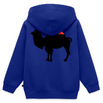 Silhouette de chameau - Sweat Premium à capuche zippé enfant bio - bleu roi - Dos - AI Model Kid Male (0cm)