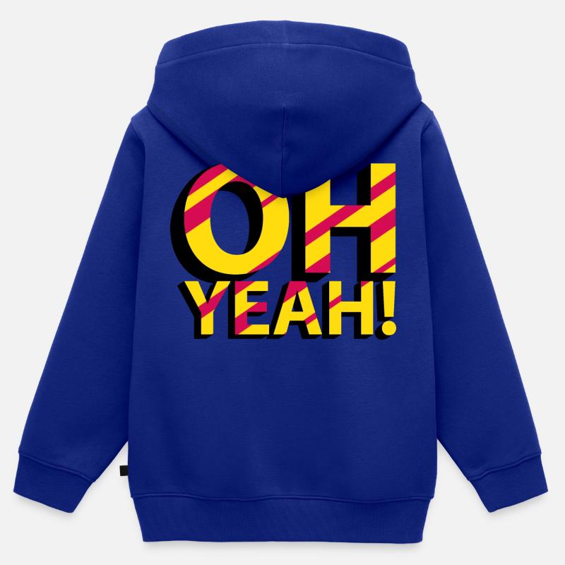 OH SÌ! - Felpa Premium con cappuccio con zip bambino bio - blu royal