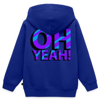 OH OUI! - Sweat Premium à capuche zippé enfant bio - bleu roi - Dos - AI Model Kid Male (0cm)