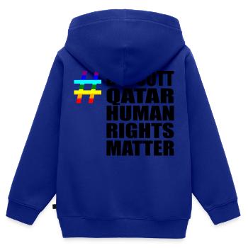 Boycott Qatar Katar Human Rights Matter Spruch - Kinder Premium Organic Zip Hoodie - Royalblau - Hinten - AI Model Kid Male (0cm)