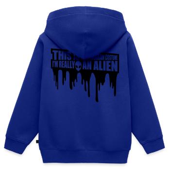 Citation extraterrestre de costume humain - Sweat Premium à capuche zippé enfant bio - bleu roi - Dos - AI Model Kid Male (0cm)