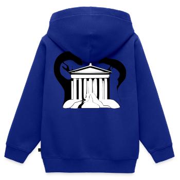 Temple Grec - Sweat Premium à capuche zippé enfant bio - bleu roi - Dos - AI Model Kid Male (0cm)