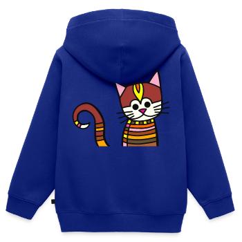 Cute Patchwork Doodle Kitten Portrait - Kids Premium Organic Zip-up Hoodie - royal blue - Back - AI Model Kid Male (0cm)