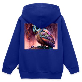 Eule - Kinder Premium Organic Zip Hoodie - Royalblau - Hinten - AI Model Kid Male (0cm)