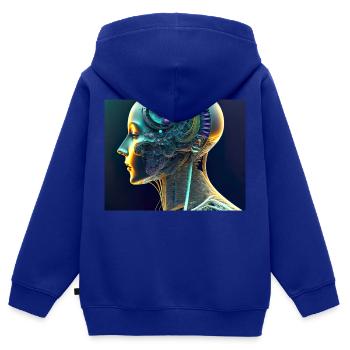 Mechanisches Gehirn - Kinder Premium Organic Zip Hoodie - Royalblau - Hinten - AI Model Kid Male (0cm)
