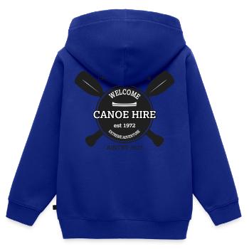 Kanuverleih Logo - Befreiung. - Kinder Premium Organic Zip Hoodie - Royalblau - Hinten - AI Model Kid Male (0cm)
