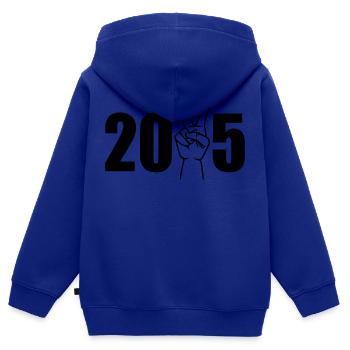 2025 - Kinder Premium Organic Zip Hoodie - Royalblau - Hinten - AI Model Kid Male (0cm)