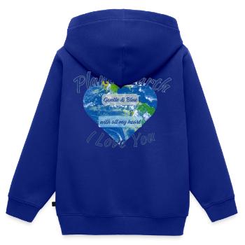 Planet Earth I Love You - Kinder Premium Organic Zip Hoodie - Royalblau - Hinten - AI Model Kid Male (0cm)