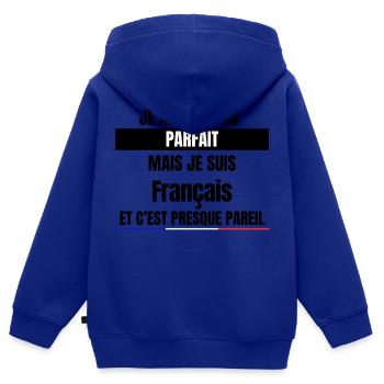Ich bin nicht perfekt, aber ich bin Franzose - Kinder Premium Organic Zip Hoodie - Royalblau - Hinten - AI Model Kid Male (0cm)