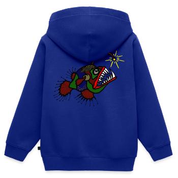 anglerFisch - Kinder Premium Organic Zip Hoodie - Royalblau - Hinten - AI Model Kid Male (0cm)