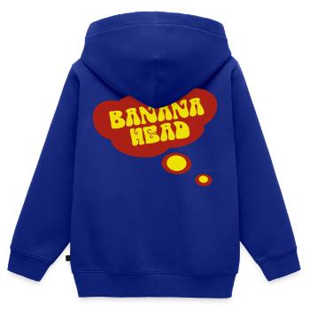 Big red thought bubble in the washed-out BANANA HEAD - Kids Premium Organic Zip-up Hoodie - royal blue - Back - AI Model Kid Male (0cm)