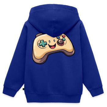 Manette amusante pour les joueurs - Sweat Premium à capuche zippé enfant bio - bleu roi - Dos - AI Model Kid Male (0cm)