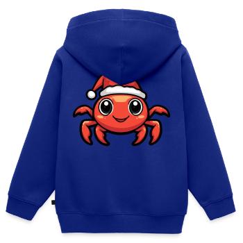 Crabe Crabe Noël - Sweat Premium à capuche zippé enfant bio - bleu roi - Dos - AI Model Kid Male (0cm)