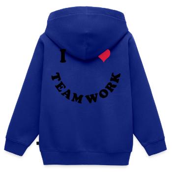 Ich liebe Teamwork - Kinder Premium Organic Zip Hoodie - Royalblau - Hinten - AI Model Kid Male (0cm)
