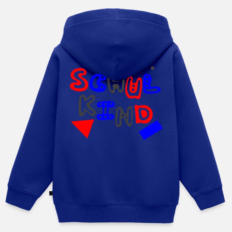 Écolier - Sweat Premium à capuche zippé enfant bio - bleu roi