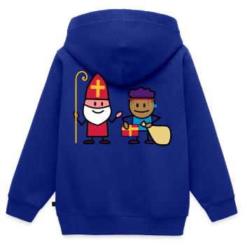 sint en piet - Sweat Premium à capuche zippé enfant bio - bleu roi - Dos - AI Model Kid Male (0cm)