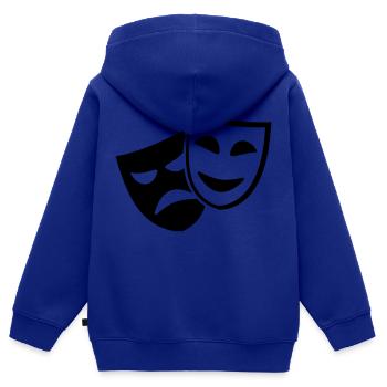 Theater - Kinder Premium Organic Zip Hoodie - Royalblau - Hinten - AI Model Kid Male (0cm)